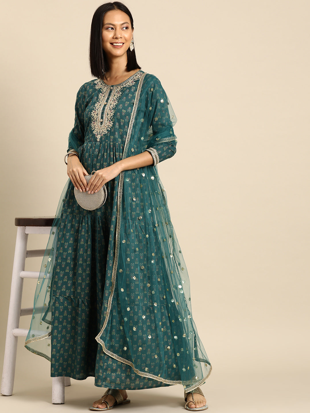Nayo Women Blue Printed Anarkali Kurta Price in India, Full Specifications  & Offers | DTashion.com